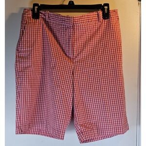 Talbots Chino Shorts - Salmon/Magenta Plaid - Size 12 Petite